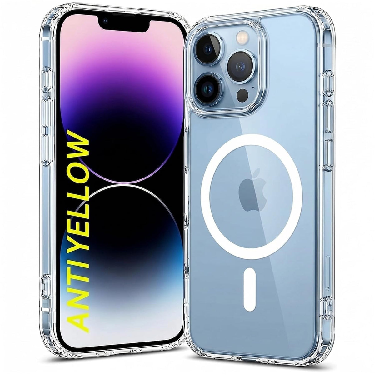 Anti Yellow Clear MagSafe Case for iPhones, Premium Polycarbonate, Ultra Strong Magnets, 360 Drop Protection, Raised Camera Protection, MagSafe Compatible