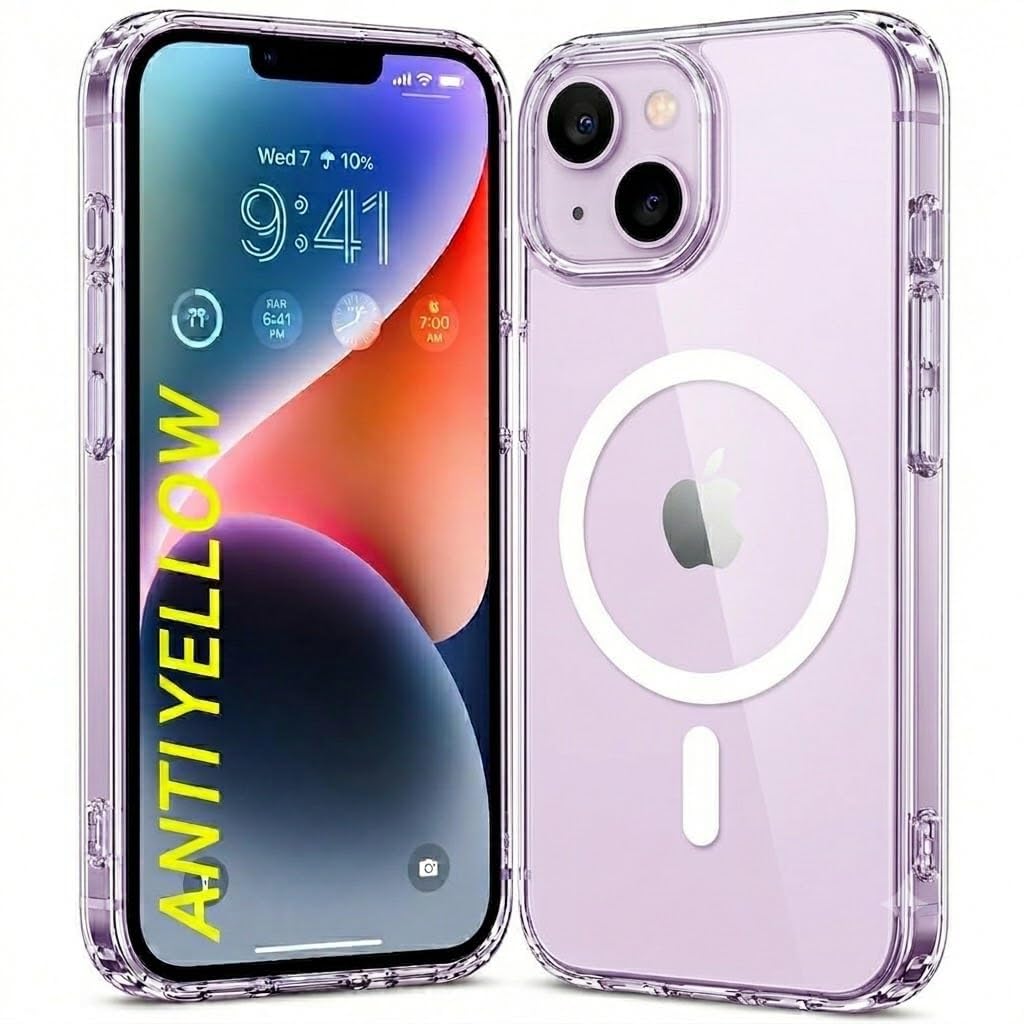 Anti Yellow Clear MagSafe Case for iPhones, Premium Polycarbonate, Ultra Strong Magnets, 360 Drop Protection, Raised Camera Protection, MagSafe Compatible