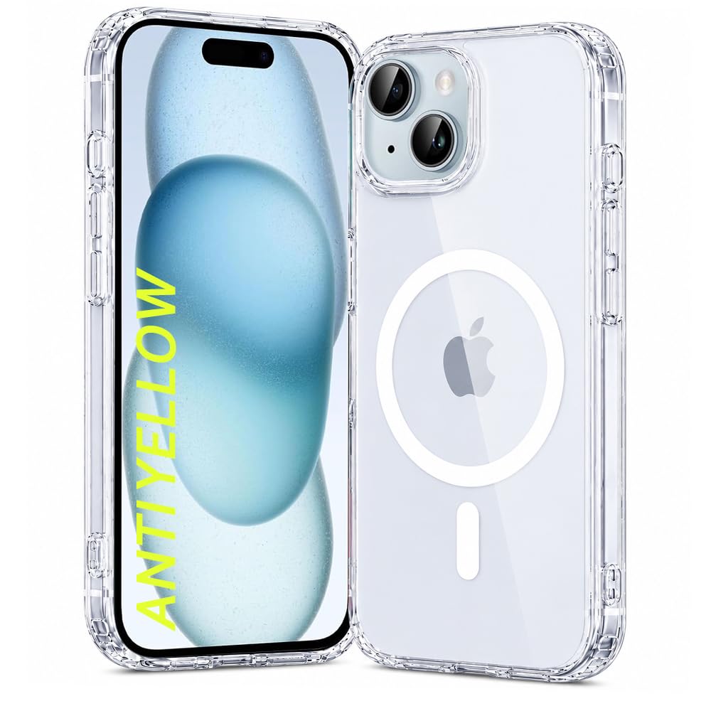 Anti Yellow Clear MagSafe Case for iPhones, Premium Polycarbonate, Ultra Strong Magnets, 360 Drop Protection, Raised Camera Protection, MagSafe Compatible