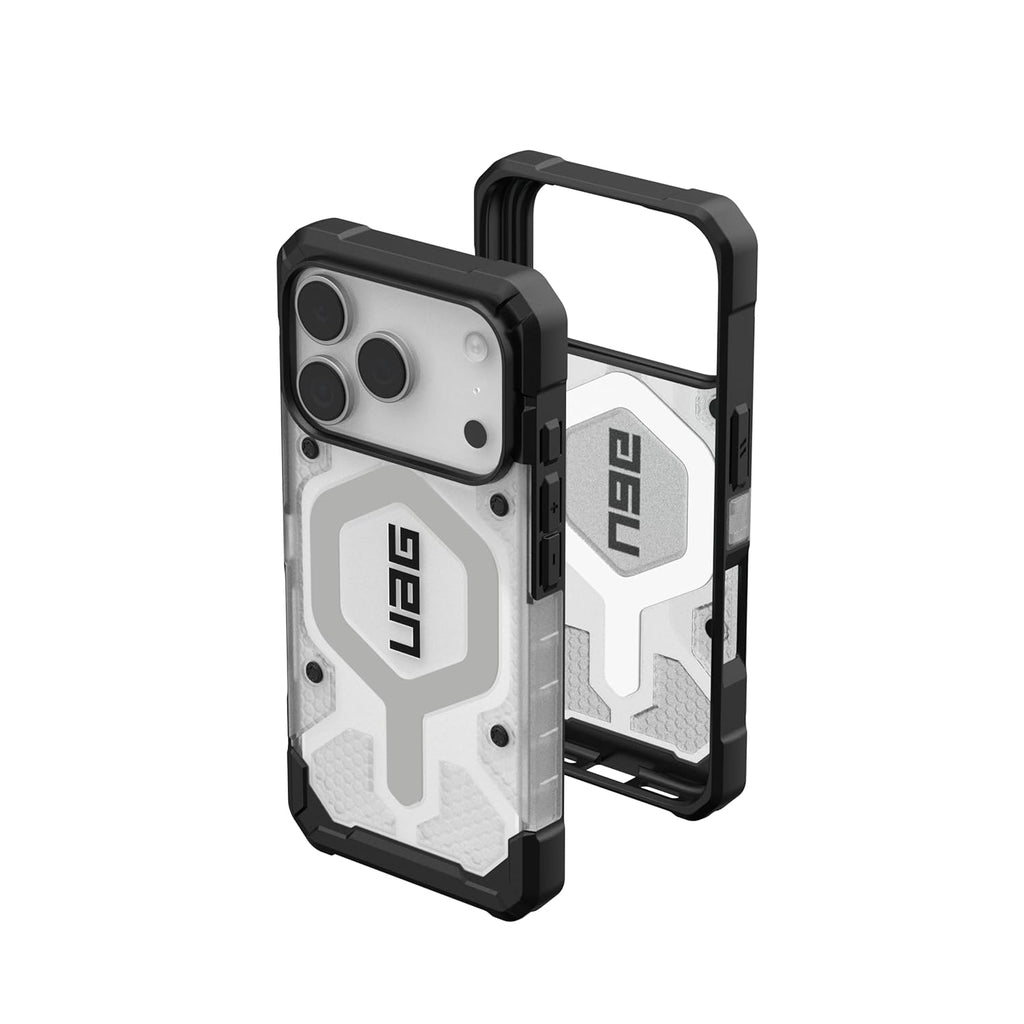Urban Armor Gear UAG Pathfinder Clear Magnetic Compatible, Rugged Shockproof Anti-Slip Military Grade Protective Case/Cover Designed for iPhone 17 Pro (2025) - Ice/Silver