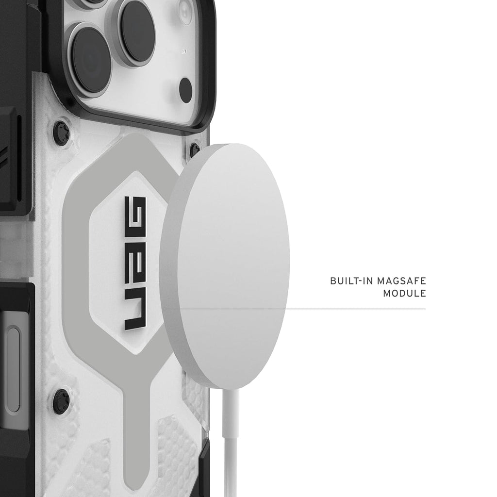 Urban Armor Gear UAG Pathfinder Clear Magnetic Compatible, Rugged Shockproof Anti-Slip Military Grade Protective Case/Cover Designed for iPhone 17 Pro (2025) - Ice/Silver