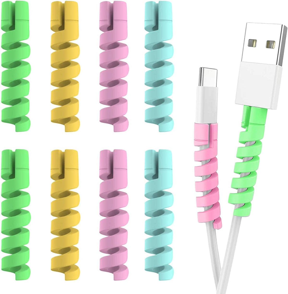 Spiral Charger Spiral Charger Cable Protectors for Wires Data Cable Saver Charging Cord Protective Cable Cover Set of 1 (4 Pieces)