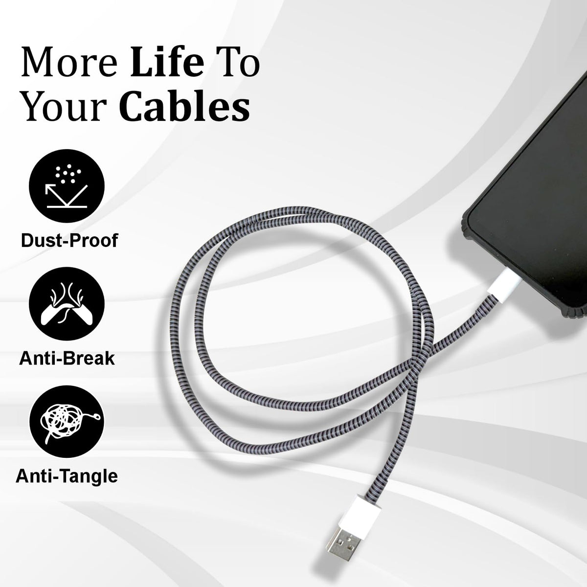 Ultimate Cable Protector | Spiral Triple Colour 1.5 Meter / 150 cm | Plastic Cord Wire Charger Winder for iPhone and Android Charging Cables (Pack of 1)