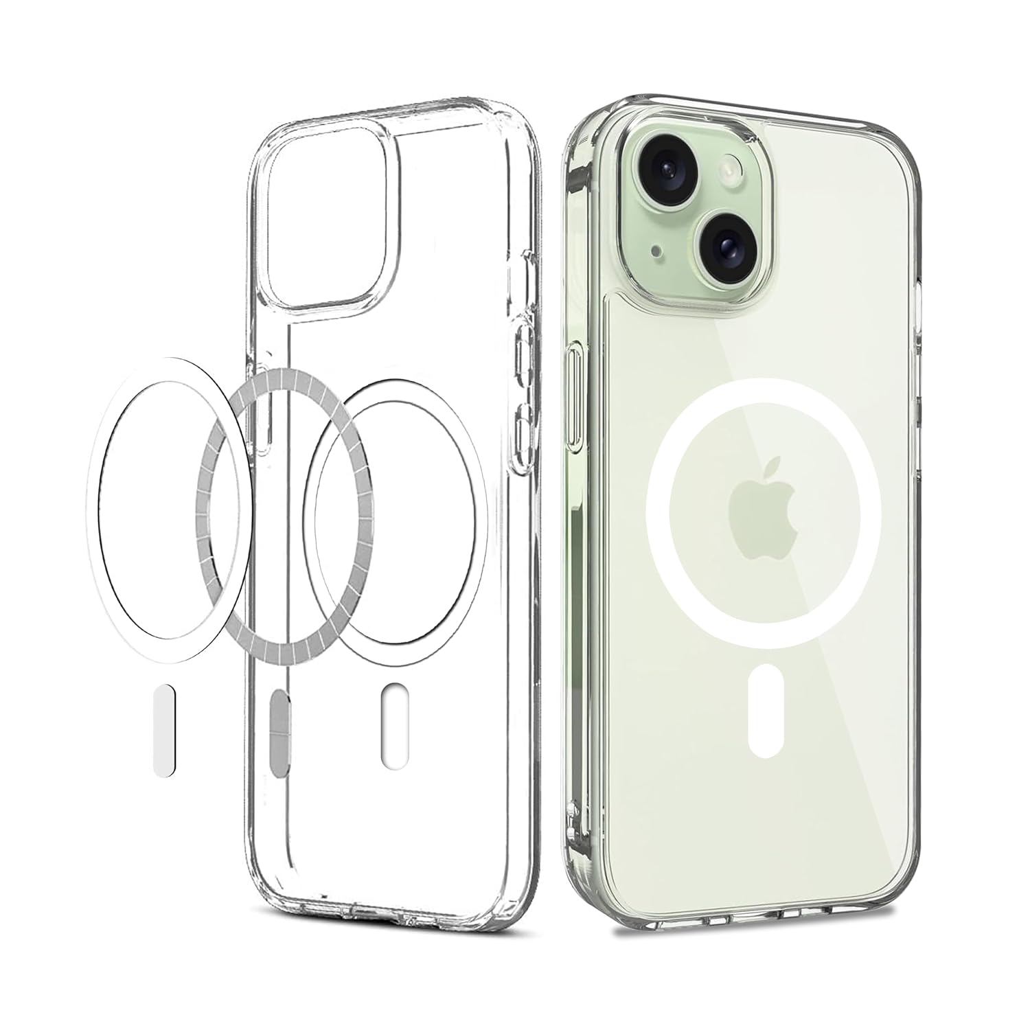 Magfit Backcover for iPhone| Mag-Safe Wireless Charging | Designed with Magnetic Lock Transparent Back Case Cover (Transparent)