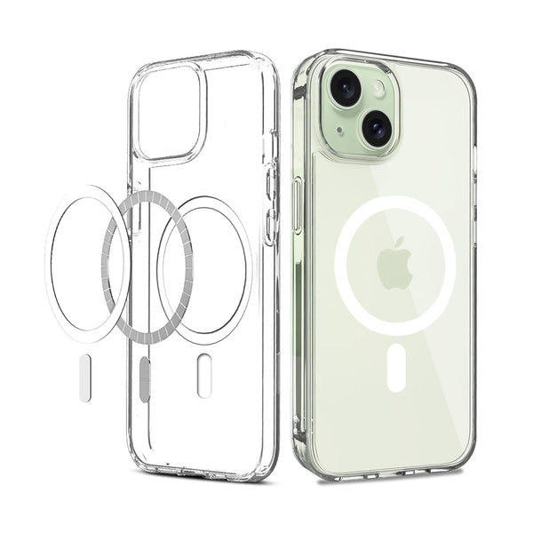 Magfit Backcover for iPhone| Mag-Safe Wireless Charging | Designed with Magnetic Lock Transparent Back Case Cover (Transparent)