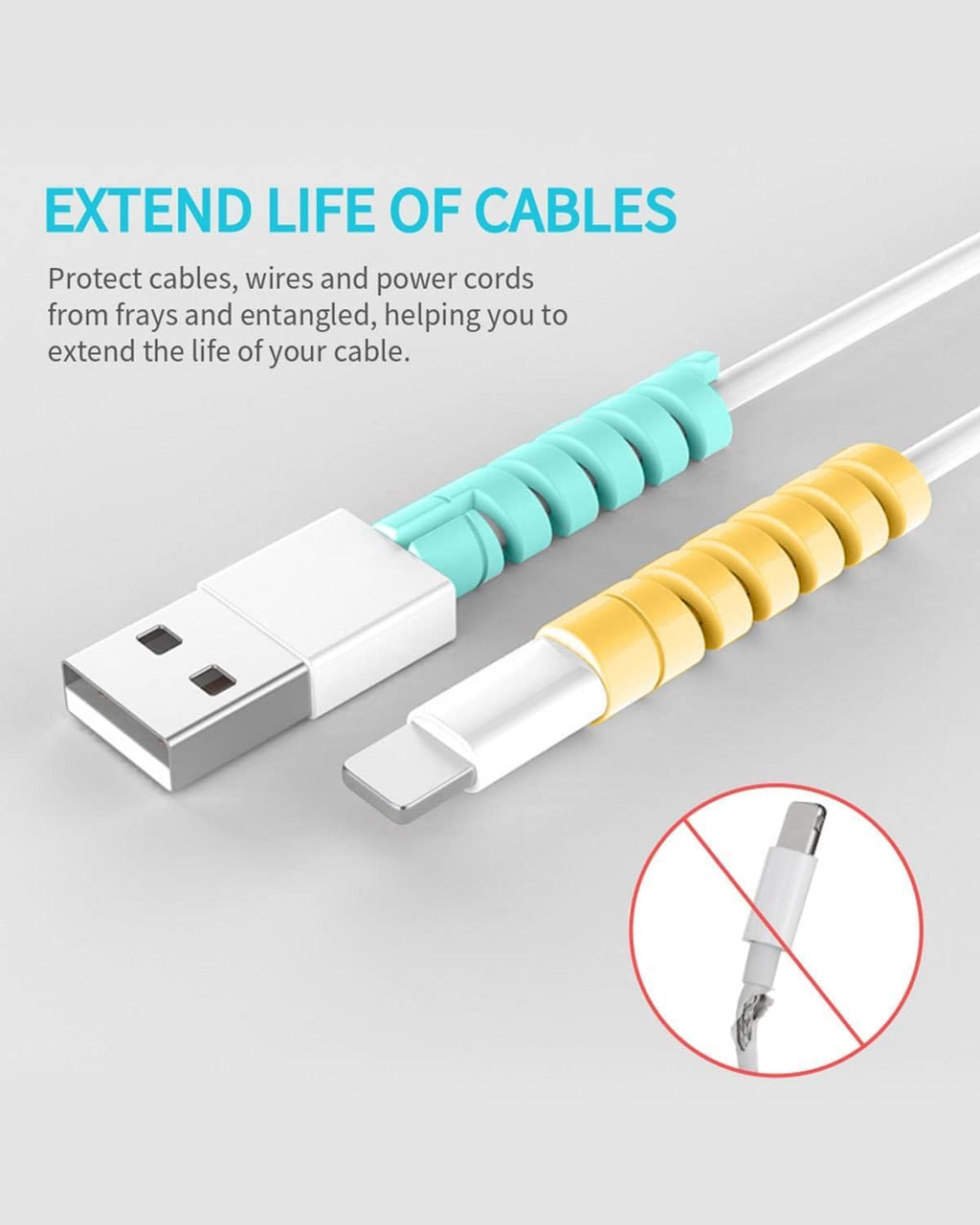 Spiral Charger Spiral Charger Cable Protectors for Wires Data Cable Saver Charging Cord Protective Cable Cover Set of 1 (4 Pieces)