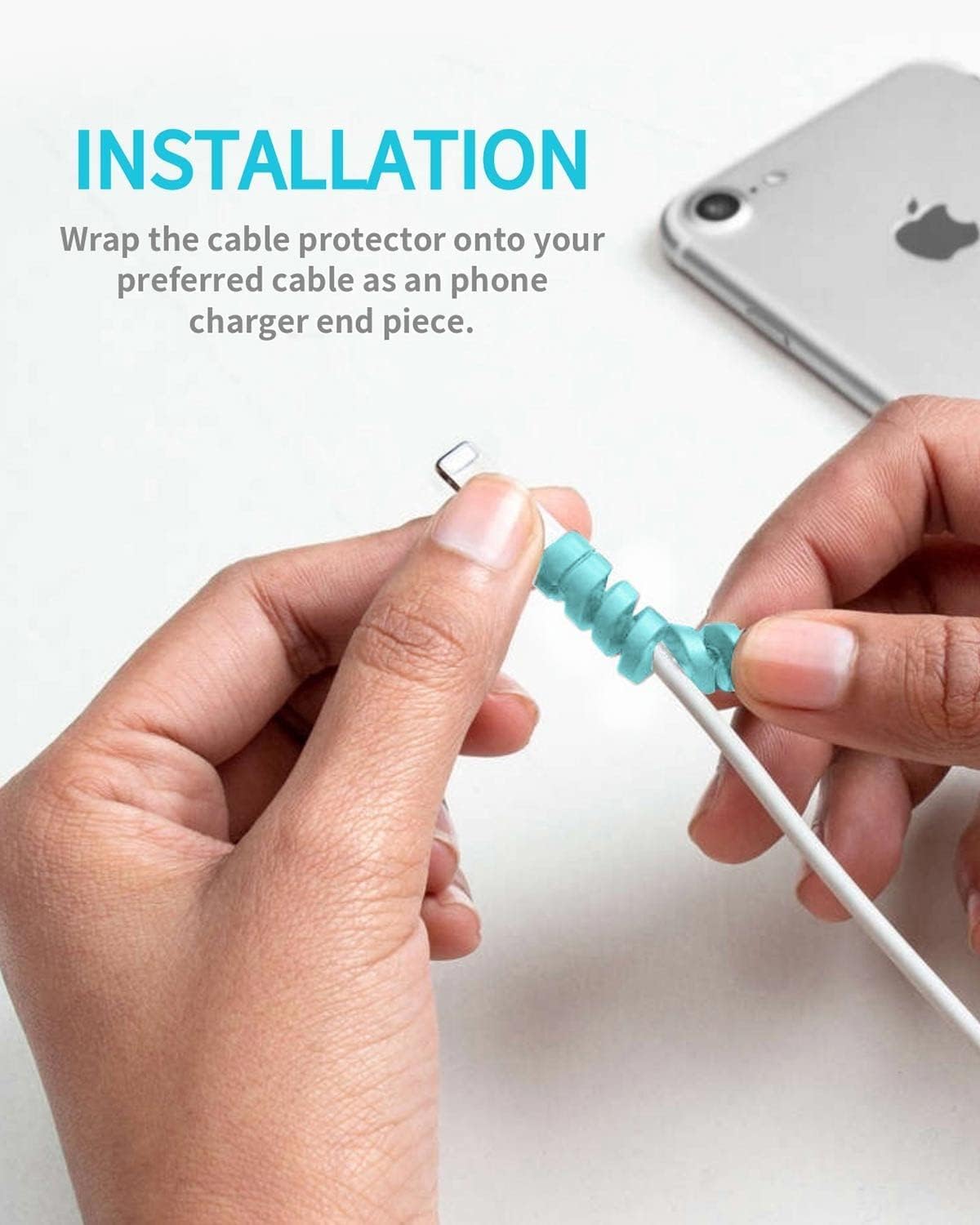 Spiral Charger Spiral Charger Cable Protectors for Wires Data Cable Saver Charging Cord Protective Cable Cover Set of 1 (4 Pieces)