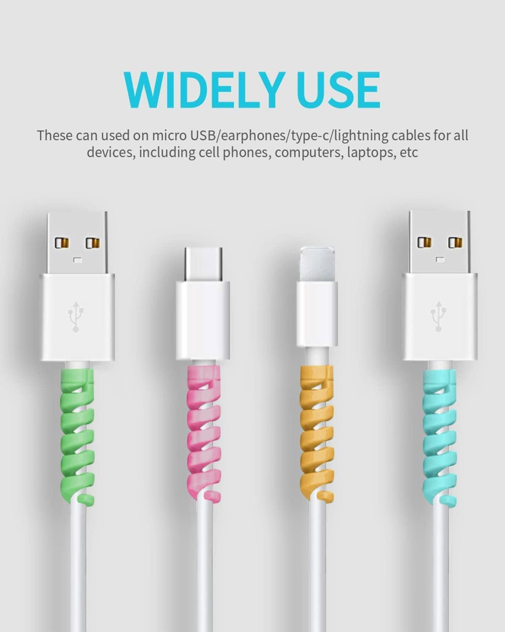 Spiral Charger Spiral Charger Cable Protectors for Wires Data Cable Saver Charging Cord Protective Cable Cover Set of 1 (4 Pieces)