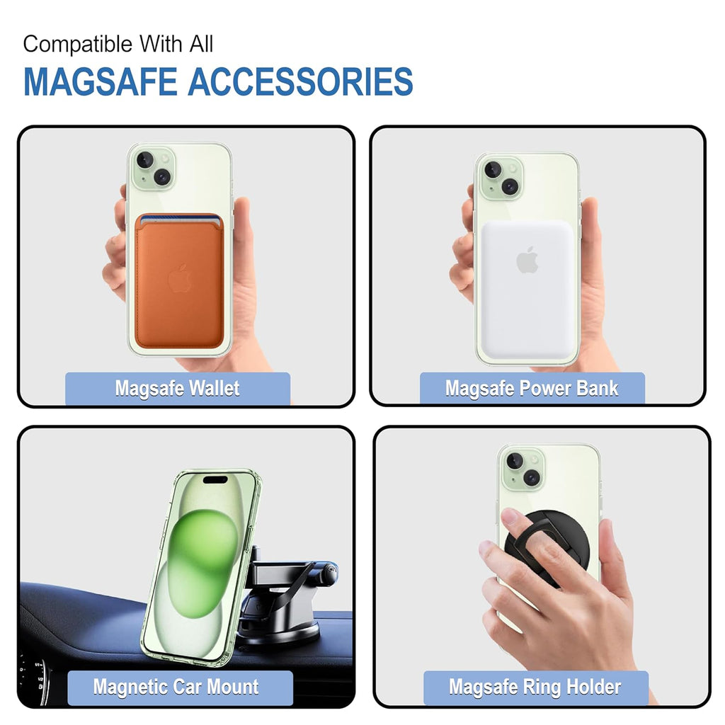 Magfit Backcover for iPhone| Mag-Safe Wireless Charging | Designed with Magnetic Lock Transparent Back Case Cover (Transparent)